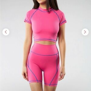 BuffBunny Miami Vice Neon Hot Pink High Rise Bike Shorts